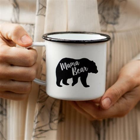 Mama Bear Enamel Camp Mug Mothers Day T T For Etsy