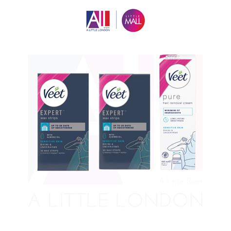 Bikini Hair Removal For Sensitive Skin VEET Wax Strips With Easy Gel