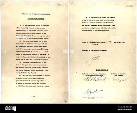 German Surrender Document Signed By Jodl At Shaef Hq In Reims 7 May