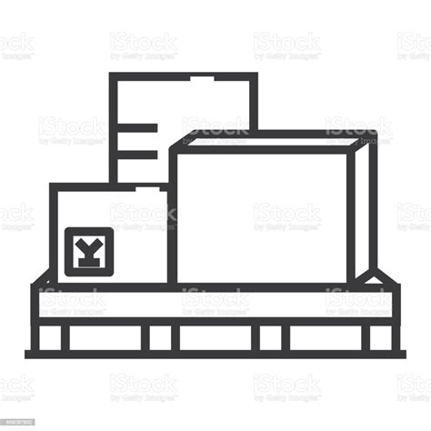 화물 상자 물류 벡터 라인 아이콘 기호 그림 배경 편집 가능한 선 개체 그룹에 대한 스톡 벡터 아트 및 기타 이미지 개체