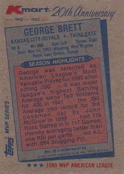 1982 Topps Kmart 20th Anniversary 38 George Brett Trading Card Database