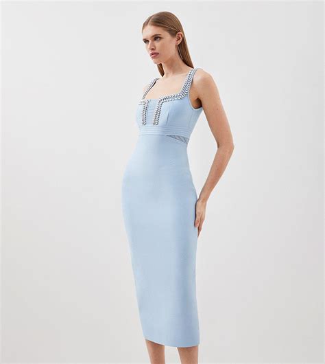 Buy Karen Millen Figure Form Bandage Knit Embellished Midi Column Dress