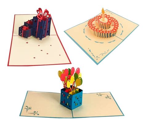 Paquete De Tarjetas Felicitación Cumpleaños Pop Up 3d 339 00 en