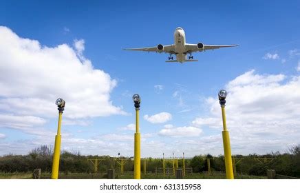 Plane Taking Off Manchester Airport Over Stock Photo