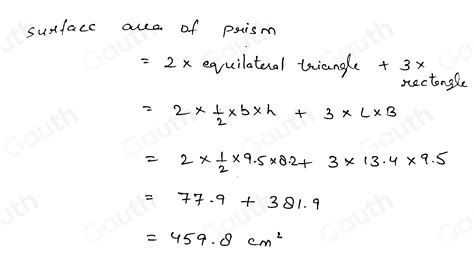 Solved The Cross Section Of The Prism Below Is An Equilateral Triangle What Is The Surface Are