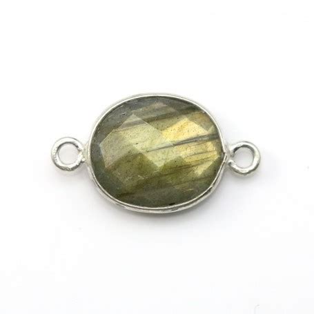 Labradorite Ovale Facette Sertie Sur Argent Anneaux Livraison L