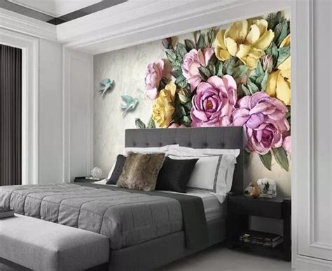 Custom Mural Wallpaper European Style 3d Stereoscopic Rose Etsy