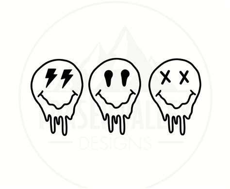 Melted Smiley Face Svg Png Smiley Drippy Face Svg Drippy Etsy