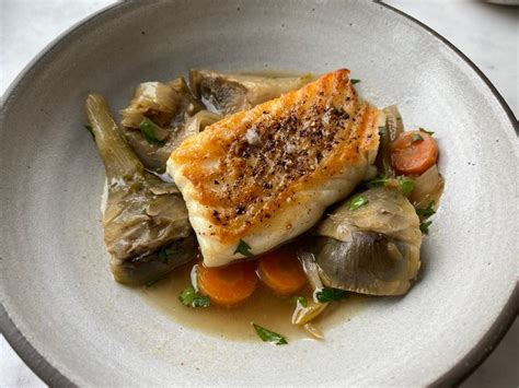 Seared Halibut With Artichokes La Barigoule Recipe Artichoke