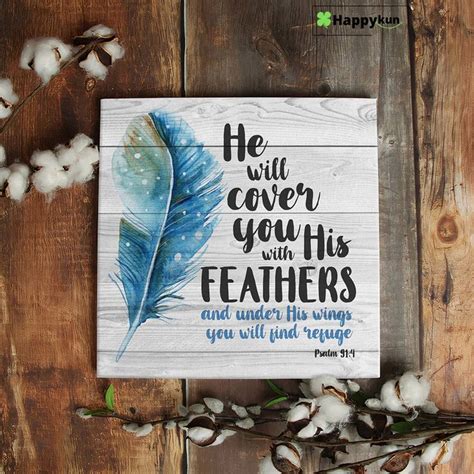 He Will Cover You With His Feathers Psalm 914 Scripture Canvas Wall Art