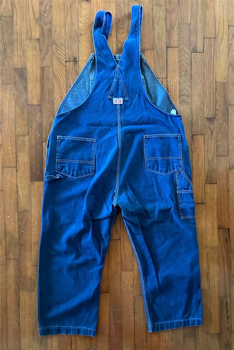 Vintage Roundhouse 90 S Overalls 48 X 30 Dark Denim Bib Overalls