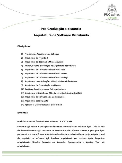 Pós Arquitetura De Software - Pós-Graduação em Arquitetura de Software | PDF | Front-end e back-end ...