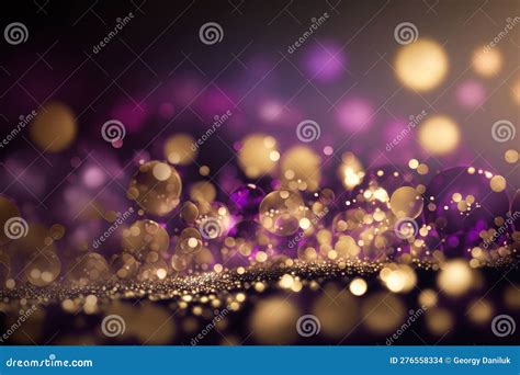 Sparkling Champagne Gold And Rich Deep Purple Glitter Background Stock