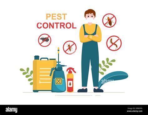 Pest Control Service With Exterminator Of Insects Sprays And House