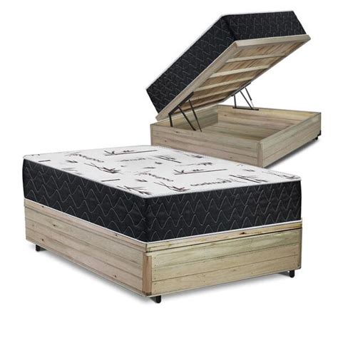 Cama Box Baú Casal Rústica Colchão De Espuma D33 Comfort Prime