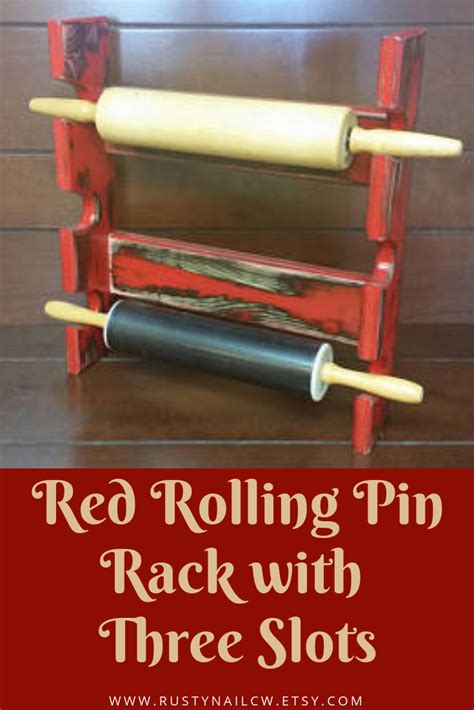 Red Rolling Pin Rack With Three Slots Multiple Rolling Pin Etsy