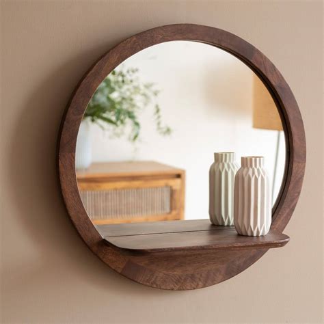 Miroir rond avec étagère en bois Marley Made in Meubles