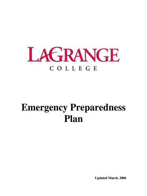 Fillable Online Emergency Preparedness Plan Lagrange College Fax Email Print Pdffiller