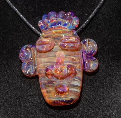 Glass Tiki Pendant Sculpted Moai Necklace Tiki Bar Jewelry Accessories