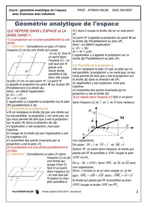 Géométrie dans l espace Cours et exercices corrigés AlloSchool