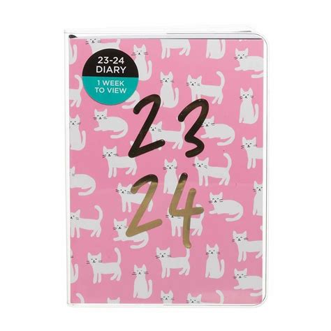 WHSmith A6 2023 2024 Pink Cats Week To View Mid Year Diary EBay