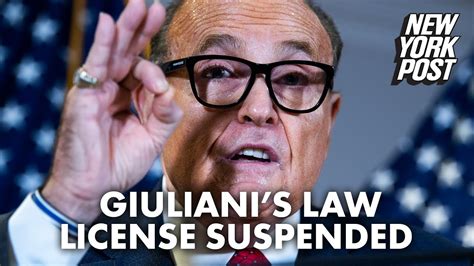 Rudy Giulianis Law License Suspended In Ny Over Statements On Voter Fraud New York Post Youtube