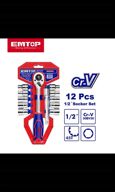 Emtop Pcs Mm Impact Socket Set Including Extention Bar