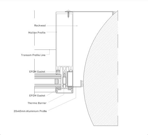 Glass Wall System Connection Between A Fixed And Casement Window DWG