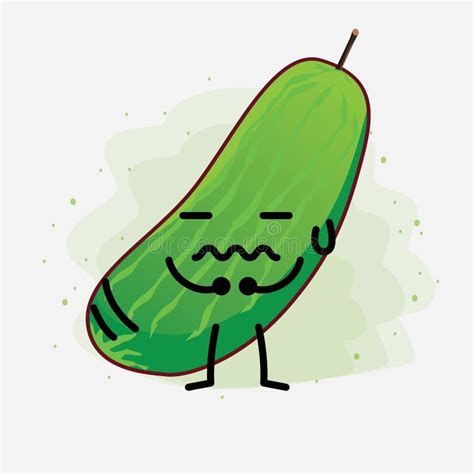 Cute Cucumber Fruit Character Vector Illustration Stock Vector