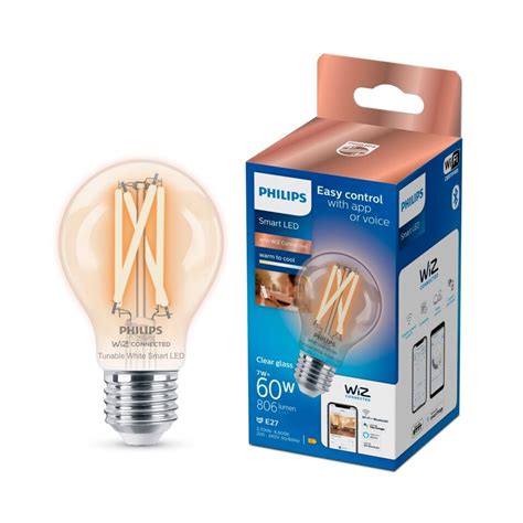 Philips Smart Led Clear Glass 60w A60 E27 Bulb Tesco Groceries