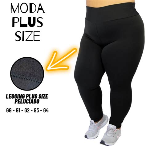 Legging Plus Size Peluciada Grosso Em Suplex Macio Flanelada Cintura