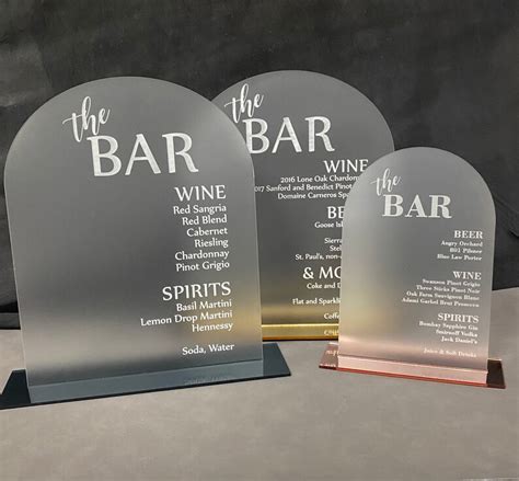 Custom Bar Menu 8x10 Acrylic Wedding Event Laser Cut With Your Etsy