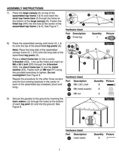 10 Ft X 12 Ft Steel Gazebo Assembly And Instructions Manuals