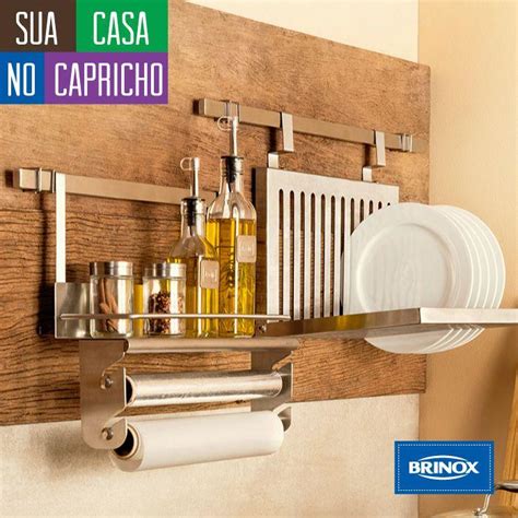 Suporte De Cozinha Em Barra Organizador Brinox Inox Cm Suporte Para