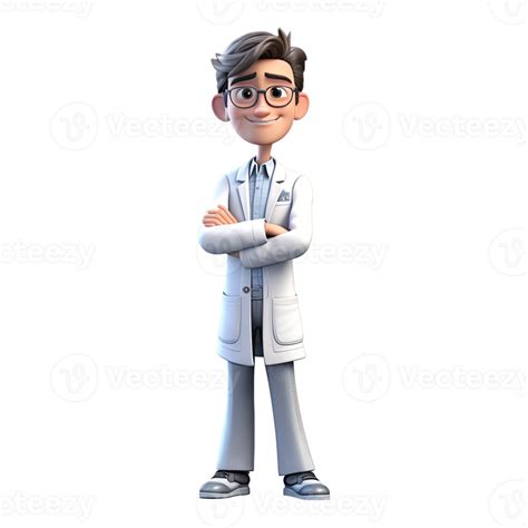 3d Happy Cartoon Doctor Cartoon Doctor On Transparent Background
