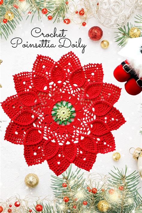 How to crochet poinsettia doily – Artofit