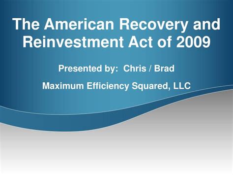 Ppt The American Recovery And Reinvestment Act Of Powerpoint