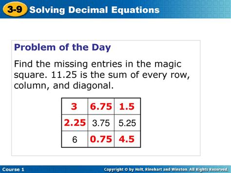 Solving Decimal Equations Ppt Download