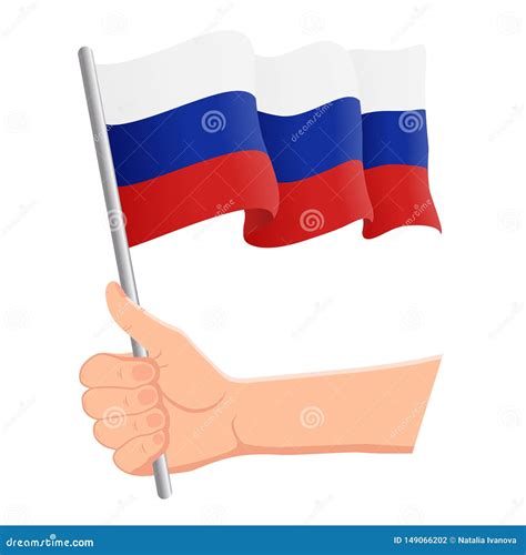 Mano Que Sostiene Y Que Agita La Bandera Nacional De Rusia R Ilustraci