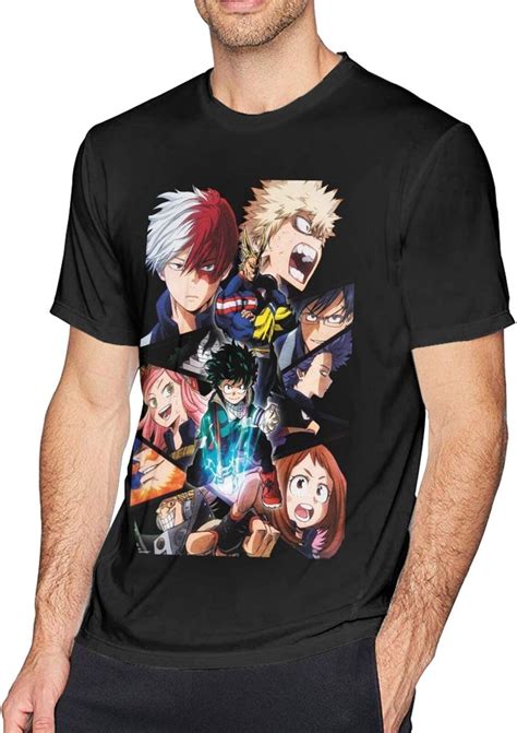 My Hero Academia Men S Fashion Round Neck Short Sleeve T Shirt Xx Large Black