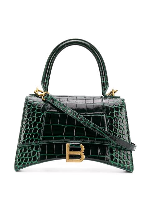 Balenciaga Hourglass Croc Embossed Leather Bag ModeSens