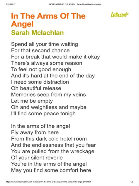 In The Arms of The Angel - Sarah Mciachlan | PDF