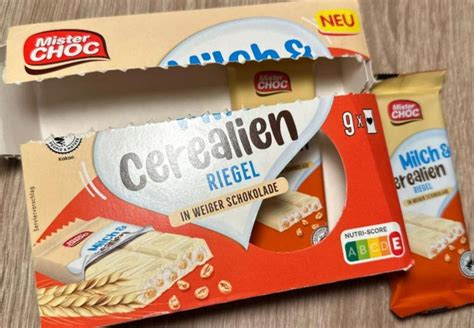 Milch Cerealien Riegel in weißer schokolade Mister Choc kalorie kJ