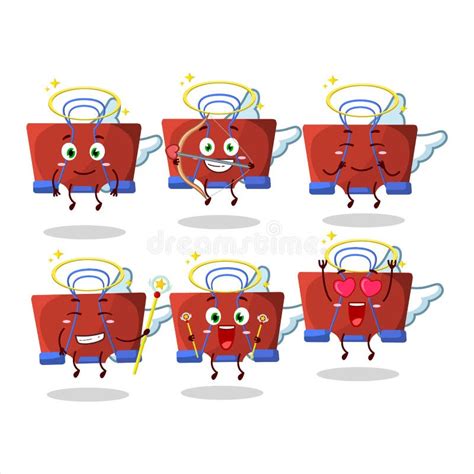 Red Binder Clip Cartoon Designs As A Cute Angel Character Stock