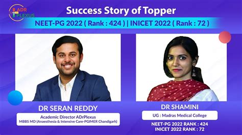 Adrplexus Neet Pg Topper Interview Dr Shamini Neet Pg Rank