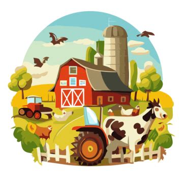 Farm Tractor Sticker Clipart Animated Agricultural Tractor Vector