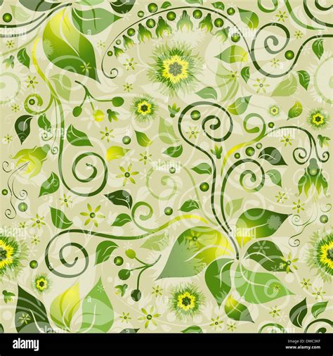 Seamless Green Floral Pattern Stock Vector Image Art Alamy