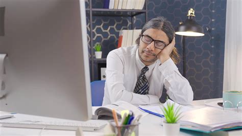 Lazy Unproductive Employee Sleeping In Office Sleepy Lazy Office