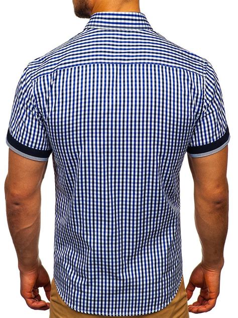 Camisa A Cuadros De Manga Corta Para Hombre Azul Medio Bolf 4510 AZUL MEDIO