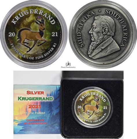 SOUTH AFRICA SILVER 1 OZ KRUGERRAND MYSTIC FOREST 2021 1923 5 COLOURED